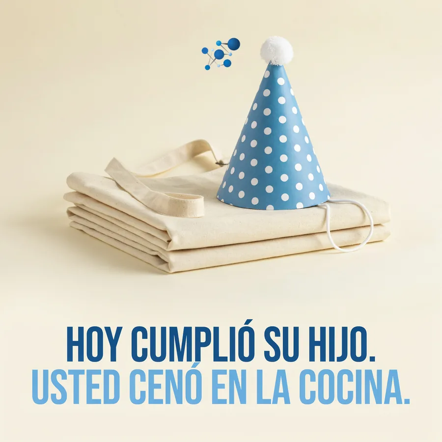 Hoy cumplió su hijo. Usted cenó en la cocina.